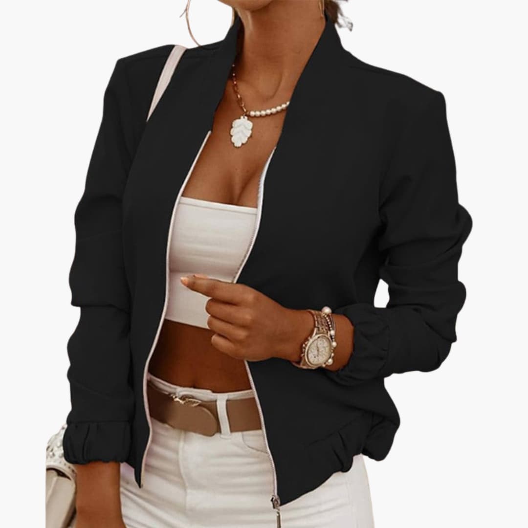 BerlinGlamour | Damesjas met rits en lange mouwen 1