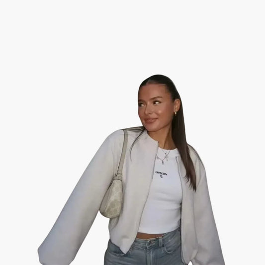 BerlinGlamour | Damesjas met ronde hals, rits en lange mouwen 0