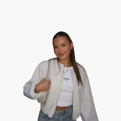 BerlinGlamour | Damesjas met ronde hals, rits en lange mouwen 1