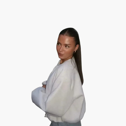 BerlinGlamour | Damesjas met ronde hals, rits en lange mouwen 2