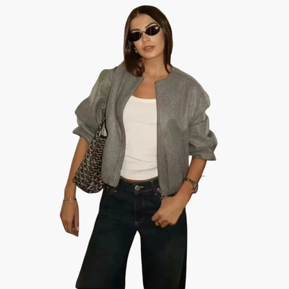 BerlinGlamour | Damesjas met ronde hals, rits en lange mouwen 3