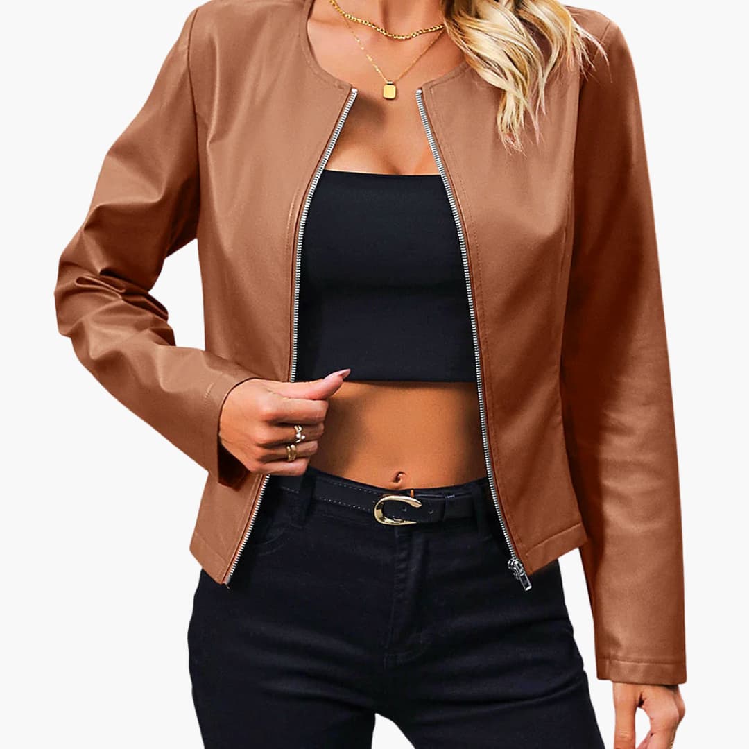 BerlinGlamour | Damesjas met ronde hals en rits 1