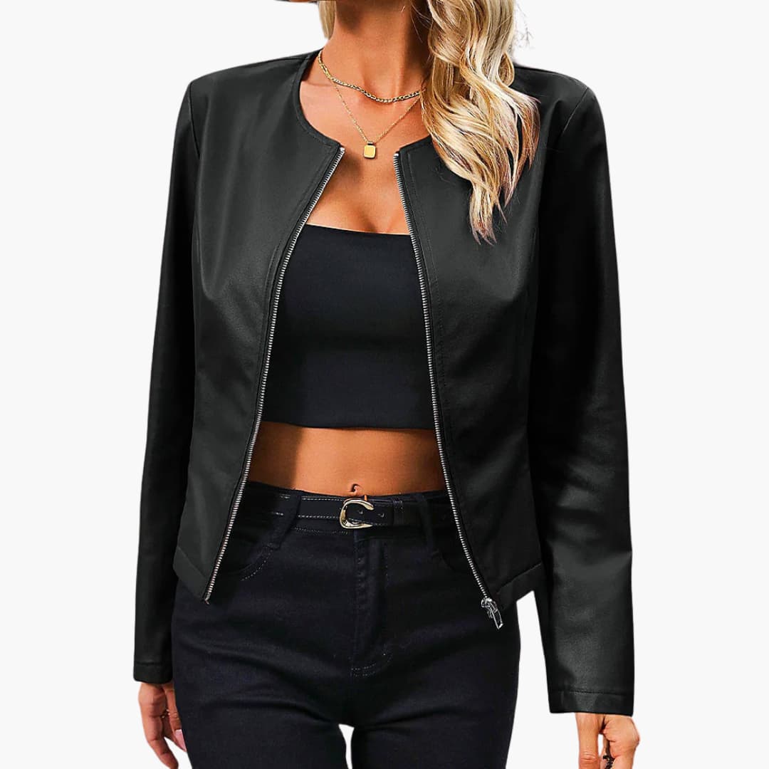 BerlinGlamour | Damesjas met ronde hals en rits 4