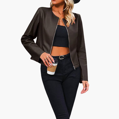 BerlinGlamour | Damesjas met ronde hals en rits 5