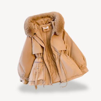 BerlinGlamour | Damesparka met imitatiebontvoering 0