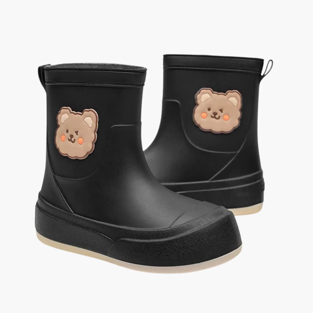 BerlinGlamour | Damesregenlaarzen met berenmotief en structuurzool 0