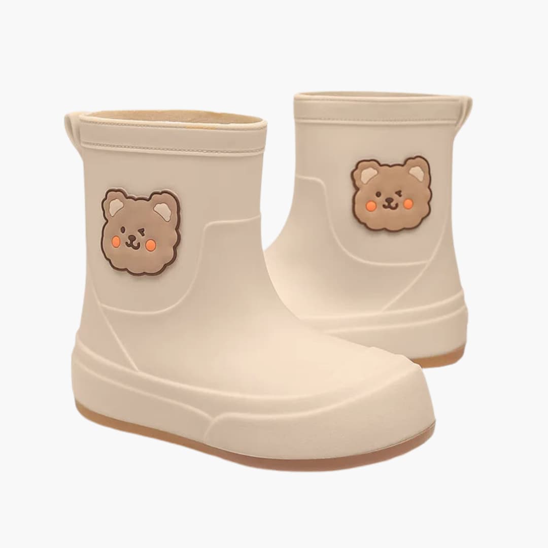 BerlinGlamour | Damesregenlaarzen met berenmotief en structuurzool 3