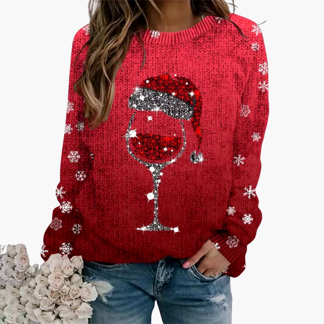 BerlinGlamour | Damestrui met wijnglas- en sneeuwvlokmotief 0