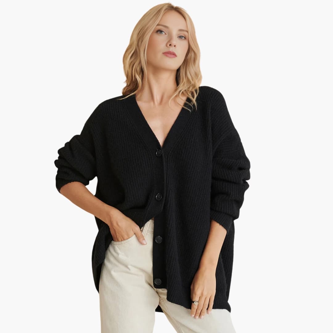 BerlinGlamour | Damesvest met V-hals en knoopsluiting 1