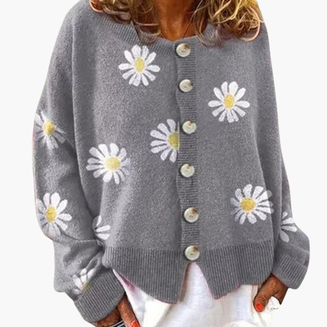 BerlinGlamour | Damesvest met bloemenpatroon en knoopsluiting 1