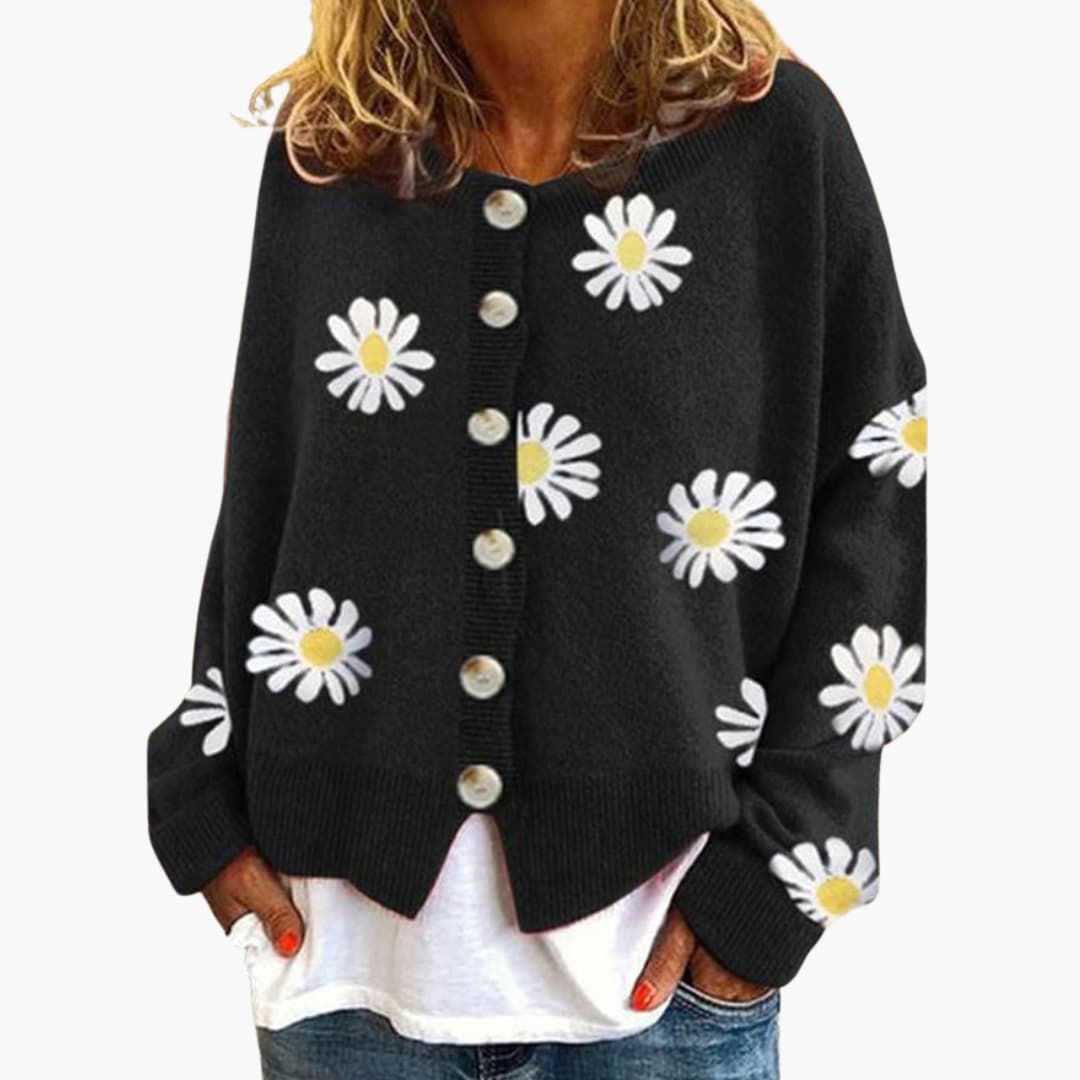 BerlinGlamour | Damesvest met bloemenpatroon en knoopsluiting 3