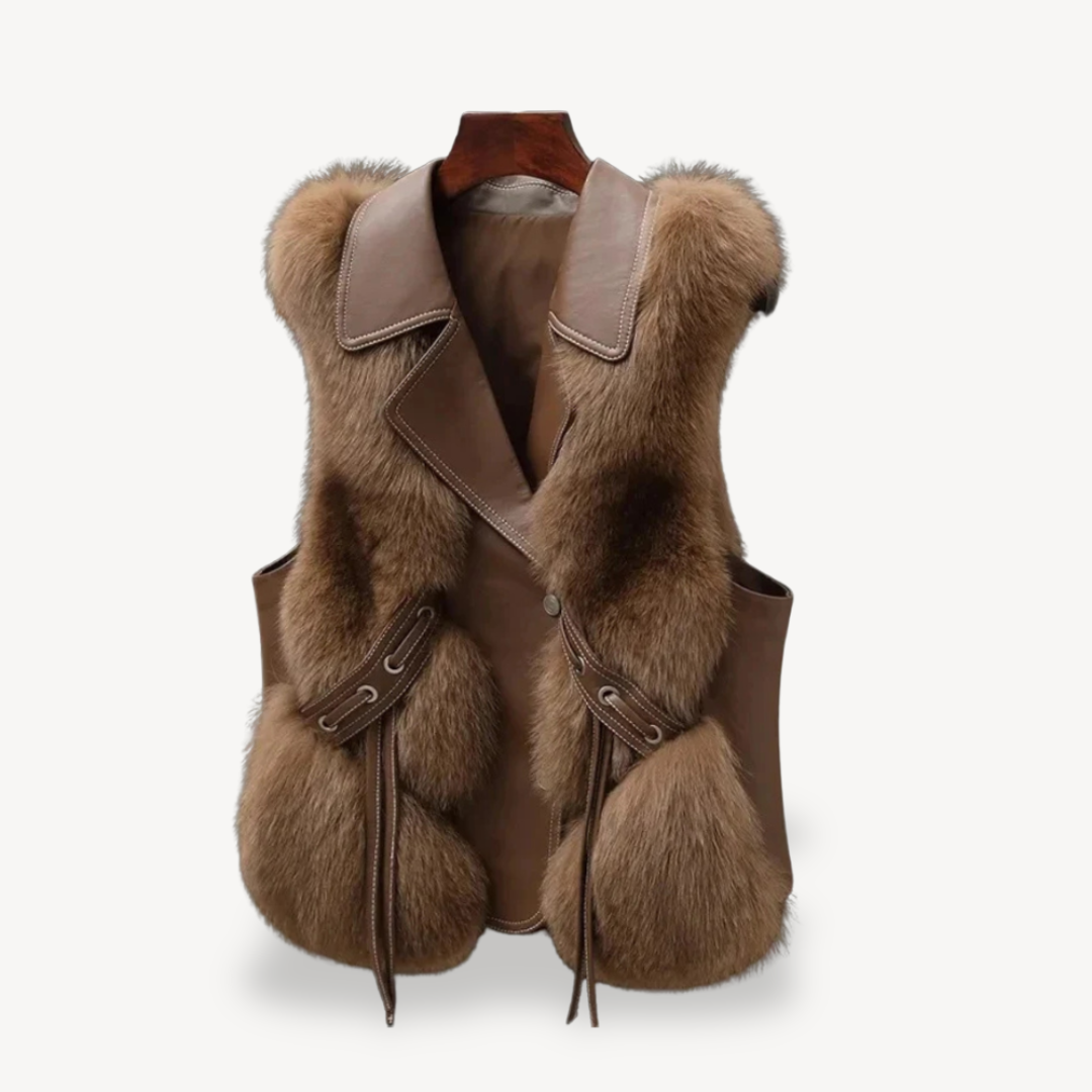 BerlinGlamour | Damesvest met imitatiebontvoering 0