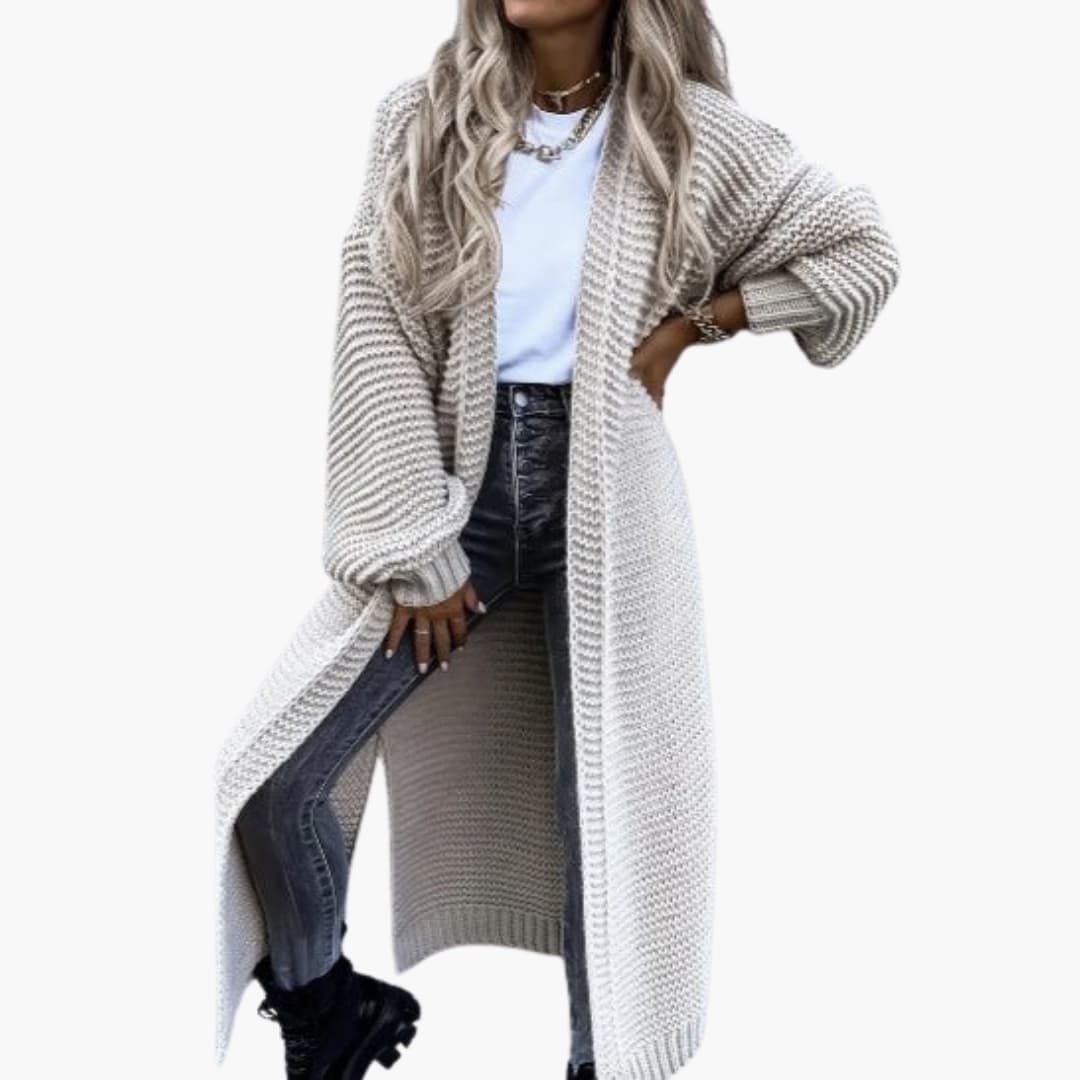 BerlinGlamour | Damesvest met lange mouwen, open voorkant en geribbelde manchetten 0