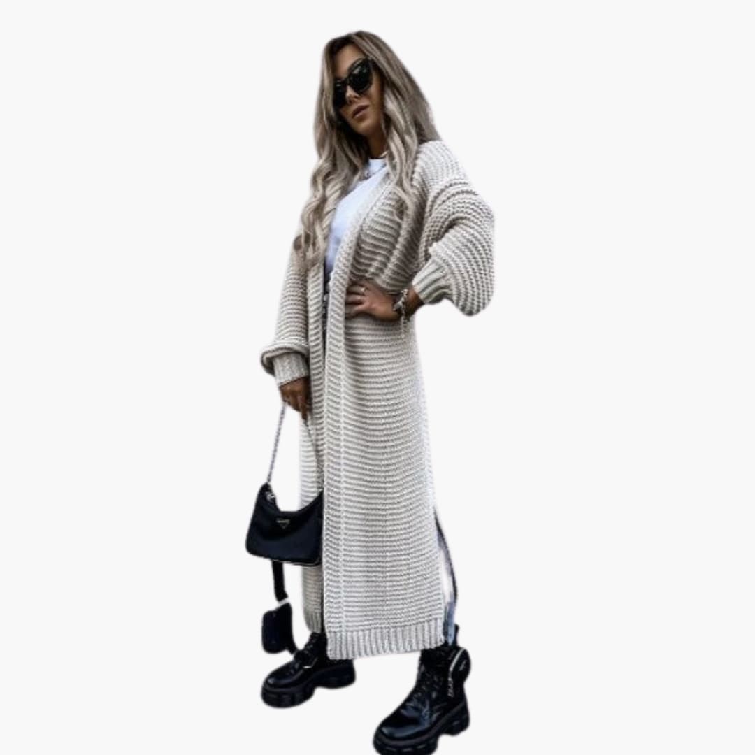 BerlinGlamour | Damesvest met lange mouwen, open voorkant en geribbelde manchetten 1