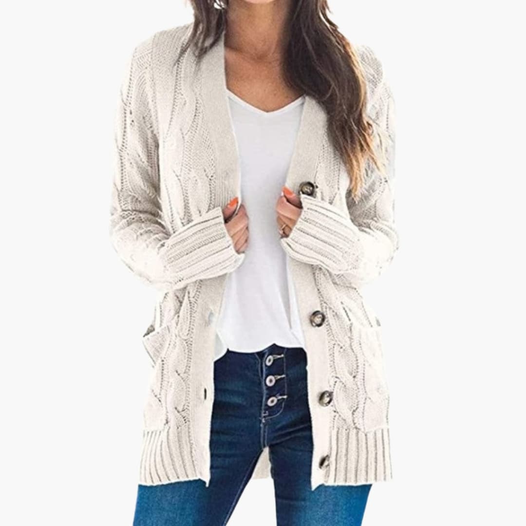 BerlinGlamour | Damesvest met lange mouwen en rechte zoom 0