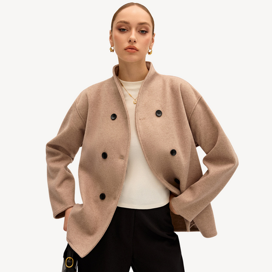 BerlinGlamour | Dubbelrijs wollen jas voor dames 0