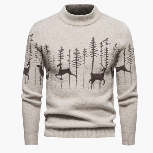BerlinGlamour | Feestelijke kersttrui voor heren met rendier- en boompatroon 0