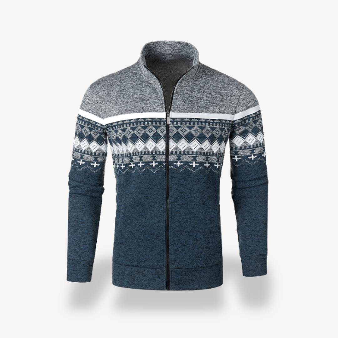 BerlinGlamour | Gebreid opstaand kraagjack voor heren 4