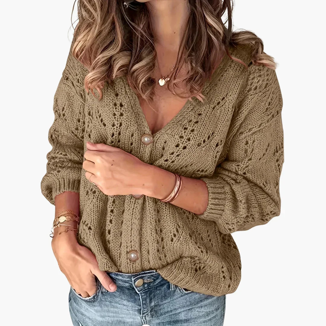 BerlinGlamour | Gebreid vest met knoopjes voor dames 2