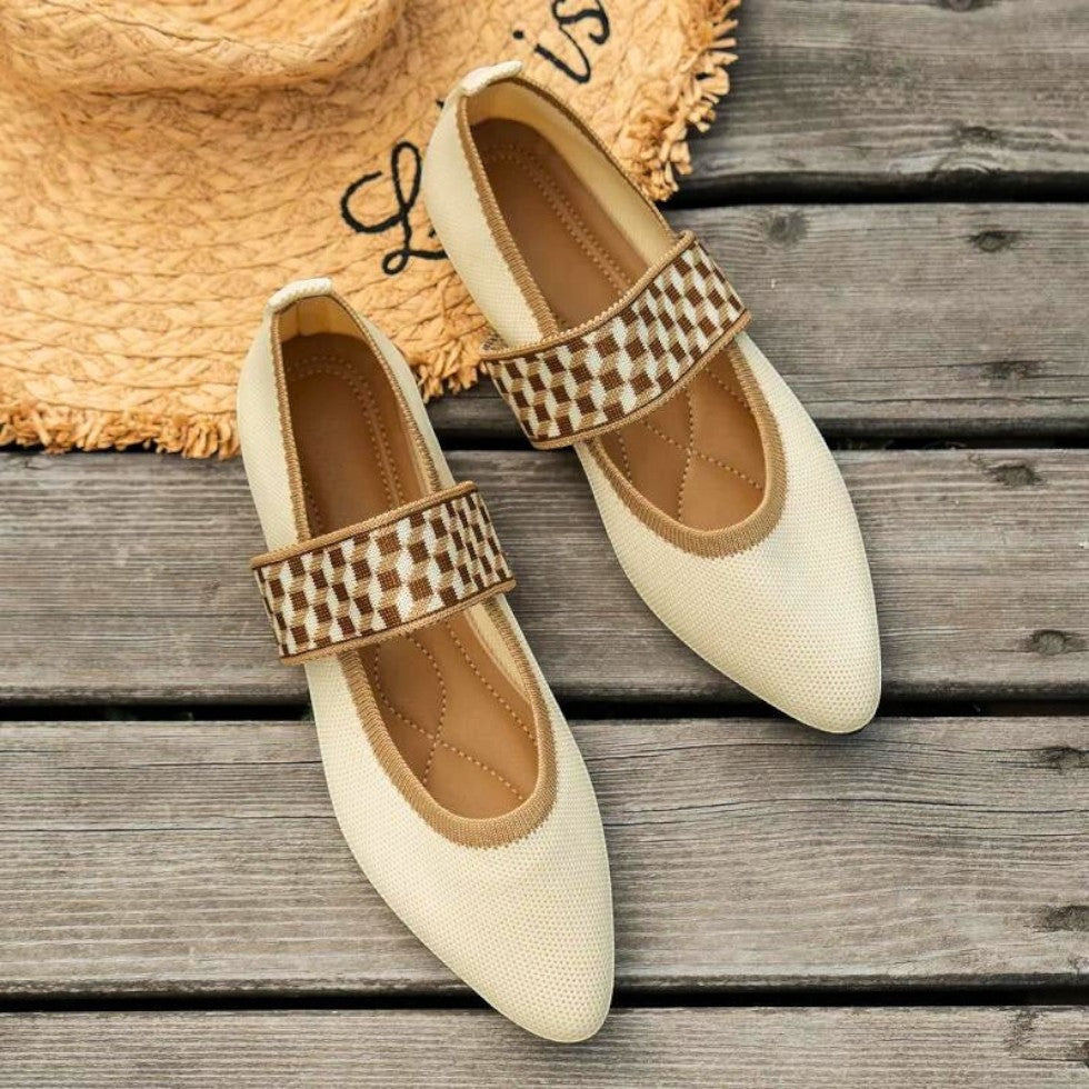 BerlinGlamour | Gebreide ballerina's in kleurblokdesign voor dames 0