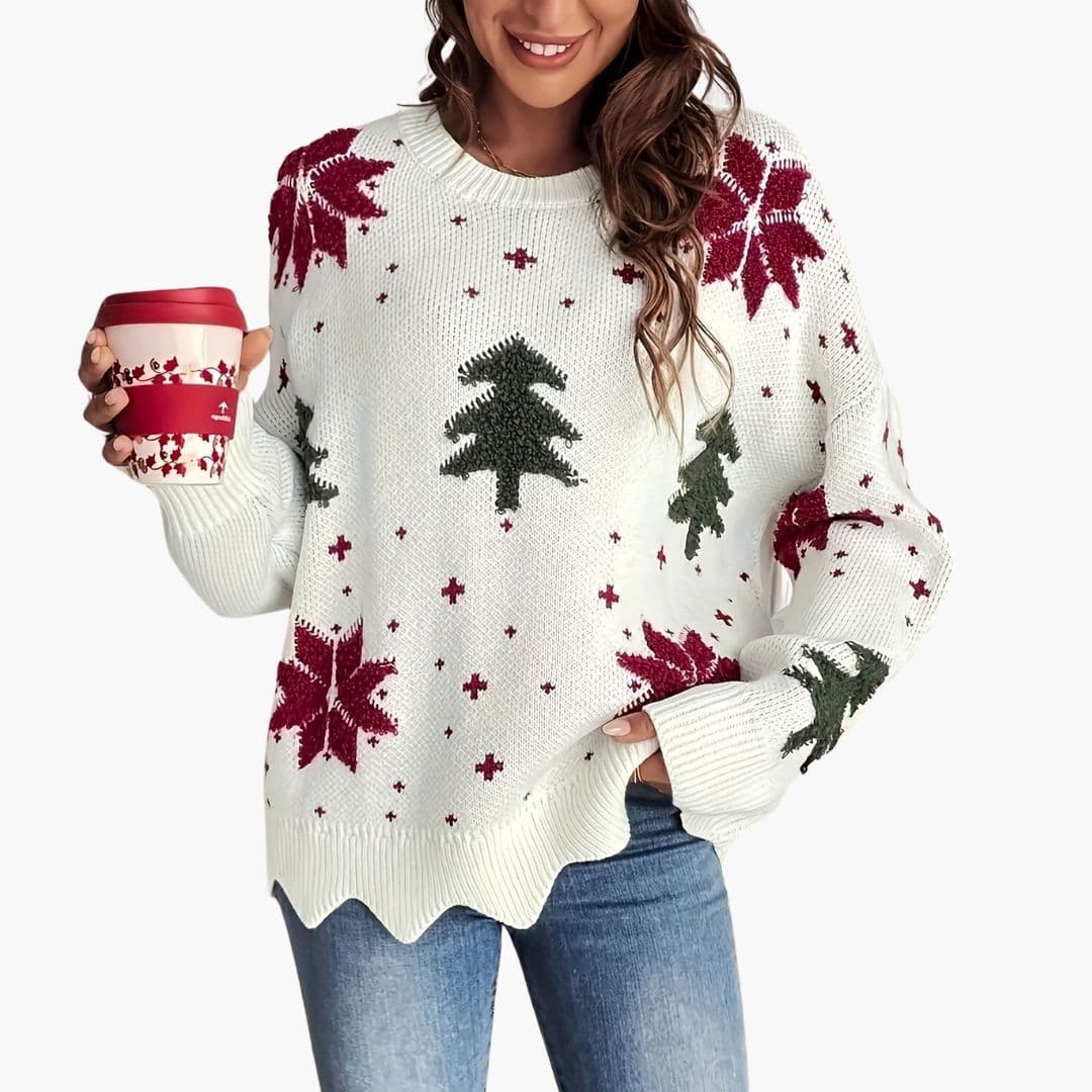 BerlinGlamour | Gebreide damestrui met feestelijk patroon 1