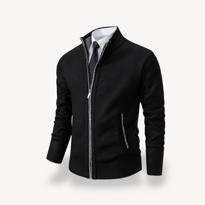 BerlinGlamour | Gebreide herentrui met rits en kraag 0