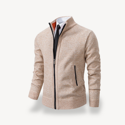 BerlinGlamour | Gebreide herentrui met rits en kraag 1