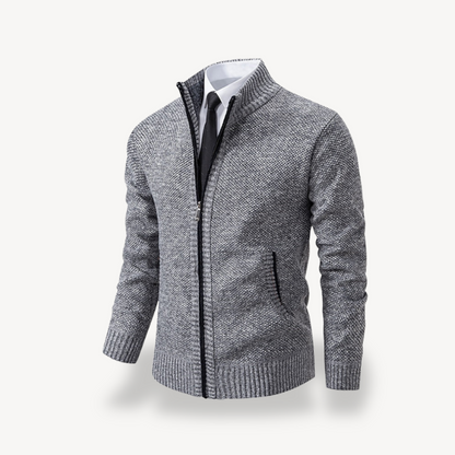 BerlinGlamour | Gebreide herentrui met rits en kraag 2