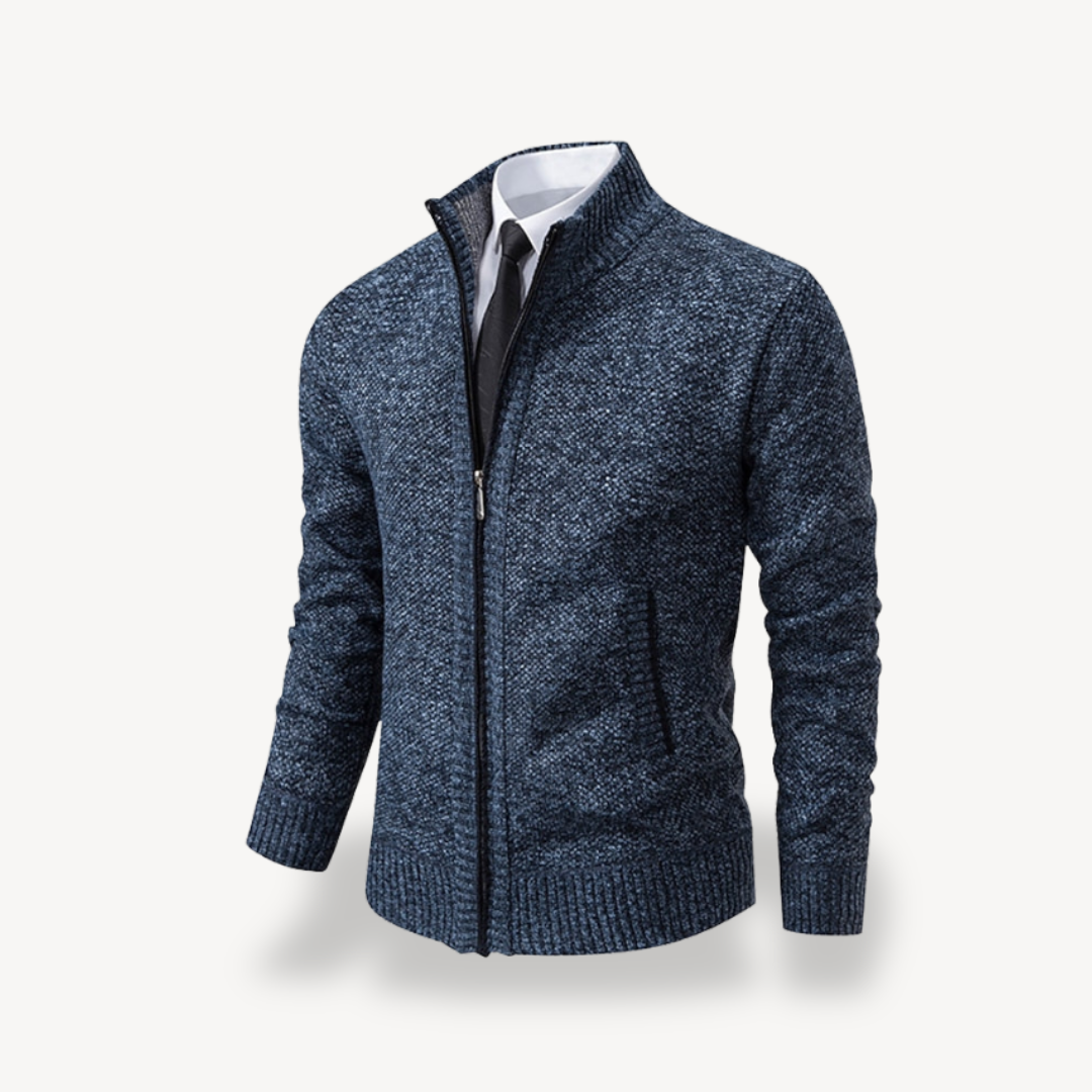 BerlinGlamour | Gebreide herentrui met rits en kraag 3