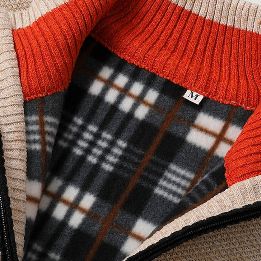 BerlinGlamour | Gebreide herentrui met rits en kraag 4