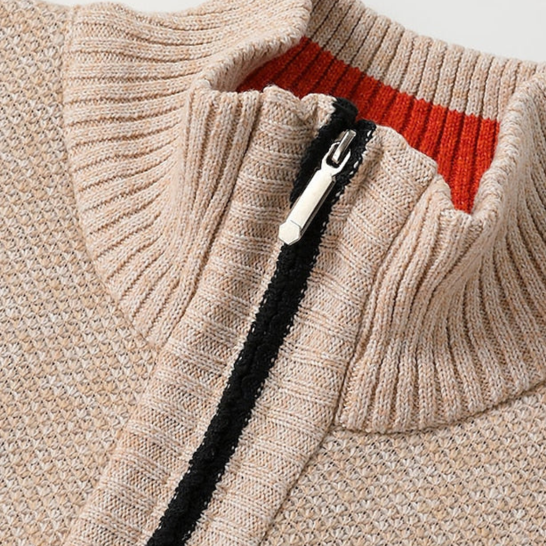 BerlinGlamour | Gebreide herentrui met rits en kraag 5