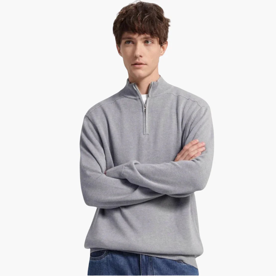 BerlinGlamour | Gebreide trui met halve rits voor heren 1