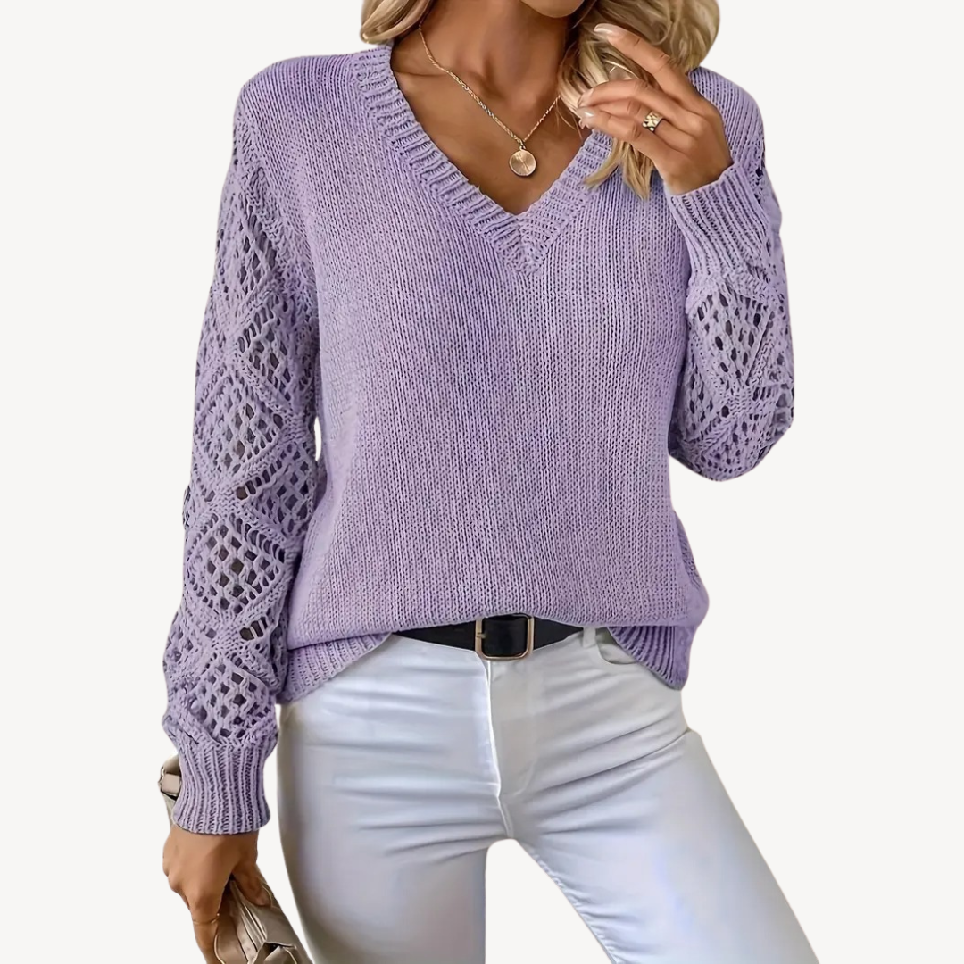 BerlinGlamour | Gehaakte V-hals trui voor dames 10