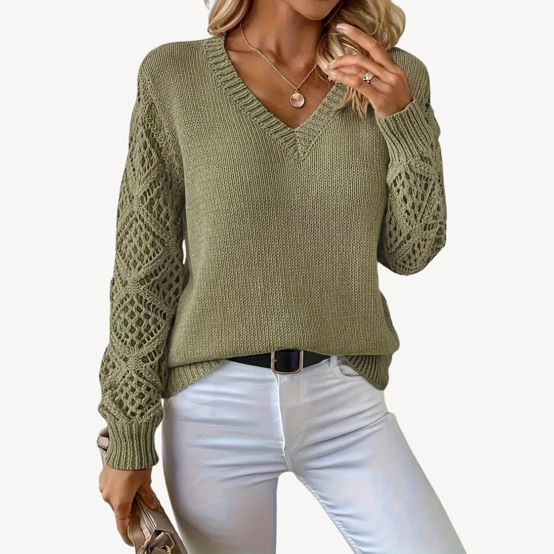 BerlinGlamour | Gehaakte V-hals trui voor dames 5