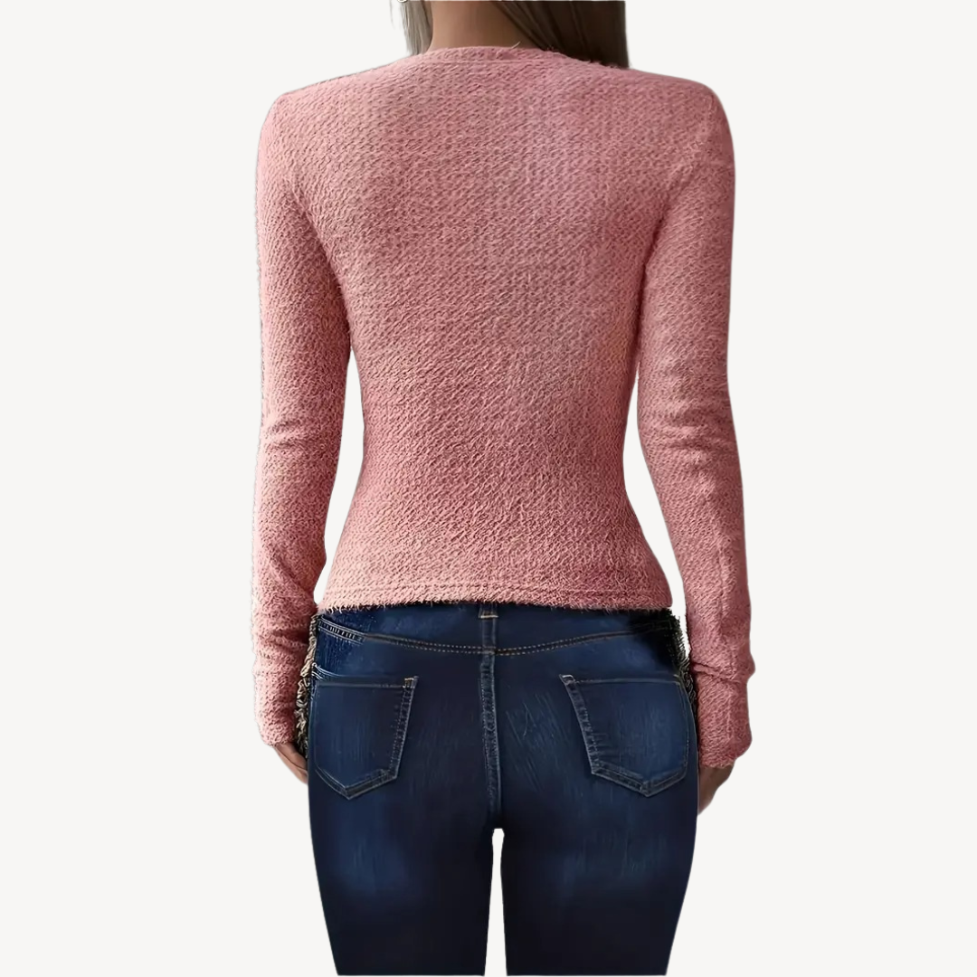 BerlinGlamour | Geribbelde top met lange mouwen voor dames 2