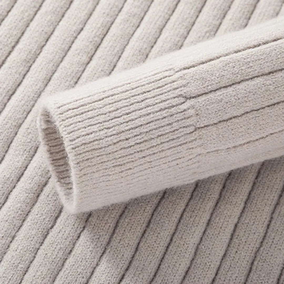 BerlinGlamour | Geribbelde trui met kwartrits voor heren 5