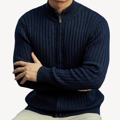BerlinGlamour | Geribbelde trui met rits voor heren 1