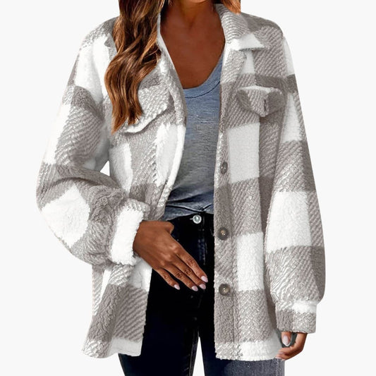 BerlinGlamour | Geruit damesjack met knoopsluiting 0