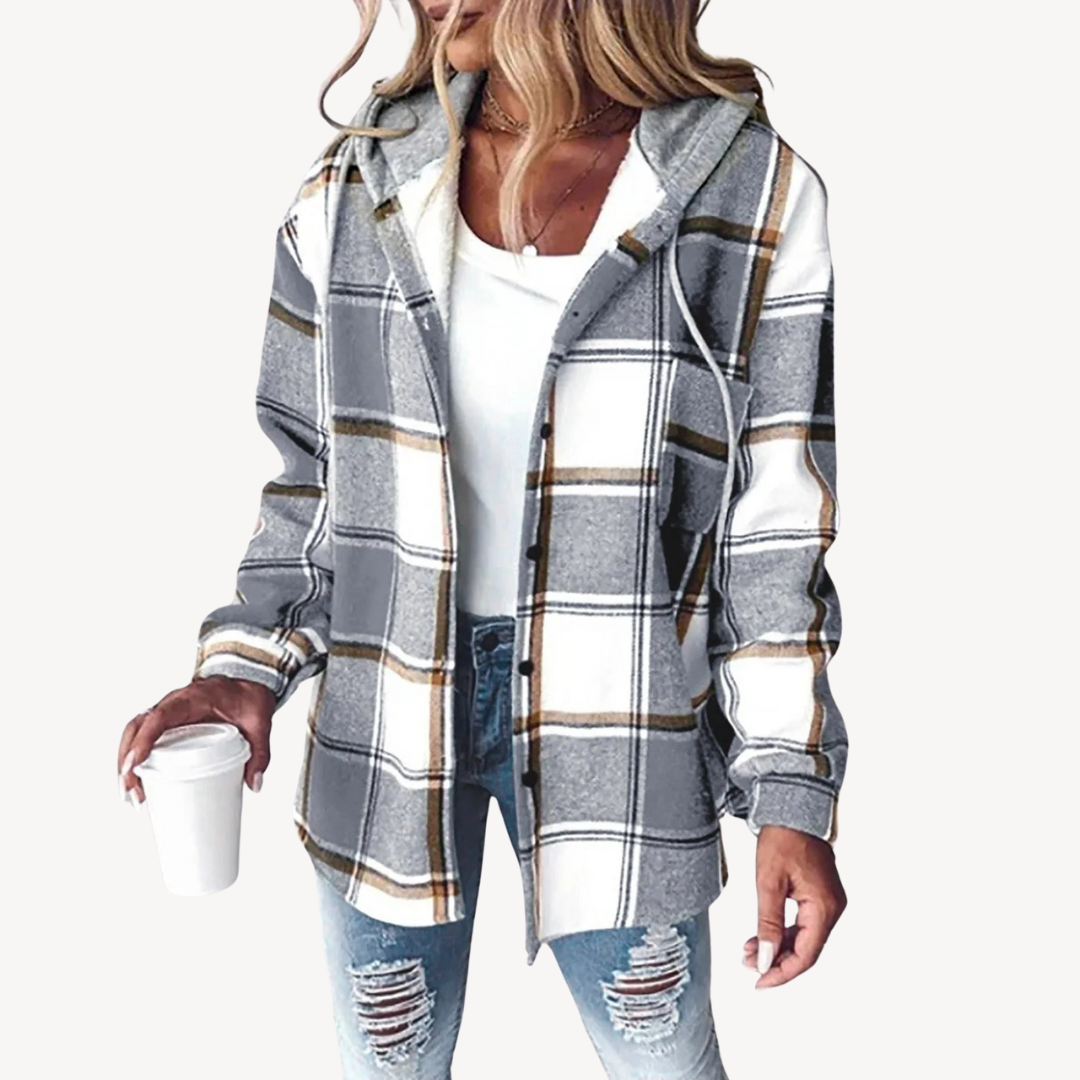 BerlinGlamour | Geruit overhemdjack met capuchon 4