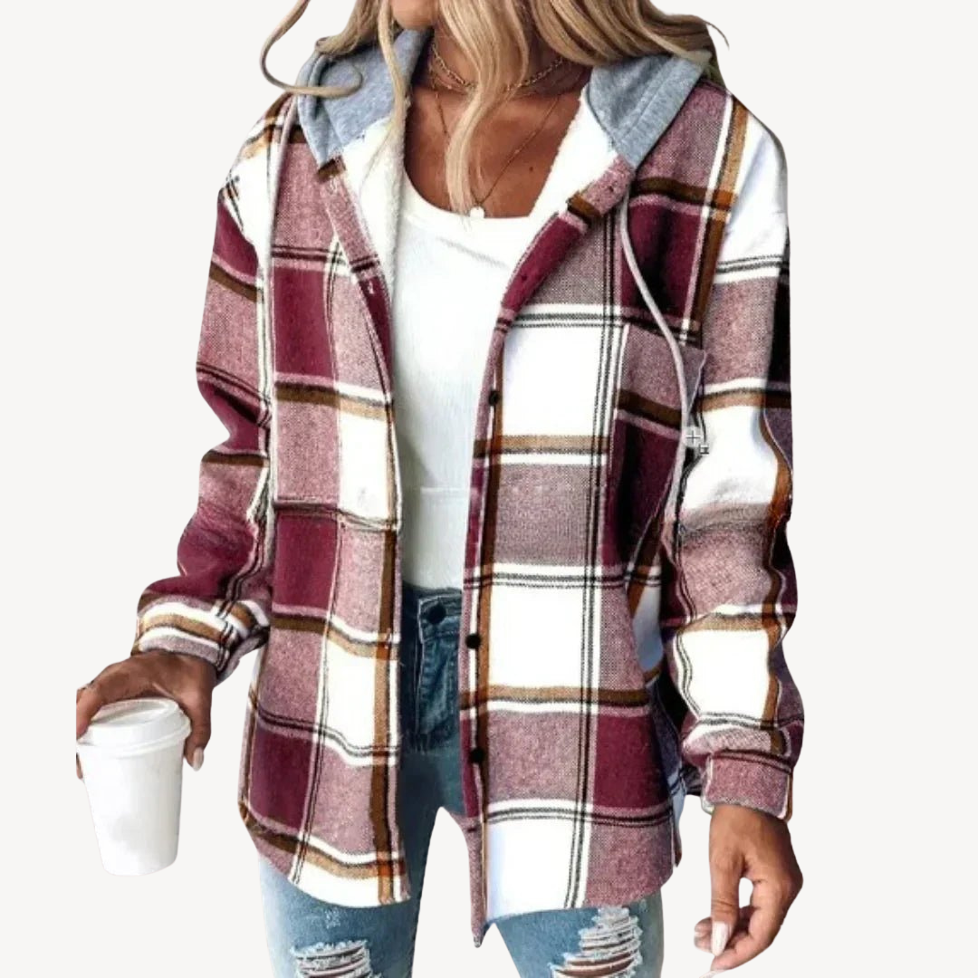 BerlinGlamour | Geruit overhemdjack met capuchon 5