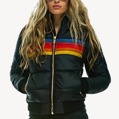 BerlinGlamour | Gestreepte pufferjas voor dames 0