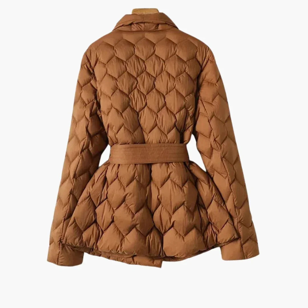 BerlinGlamour | Gewatteerde donsjas met riem voor dames 1