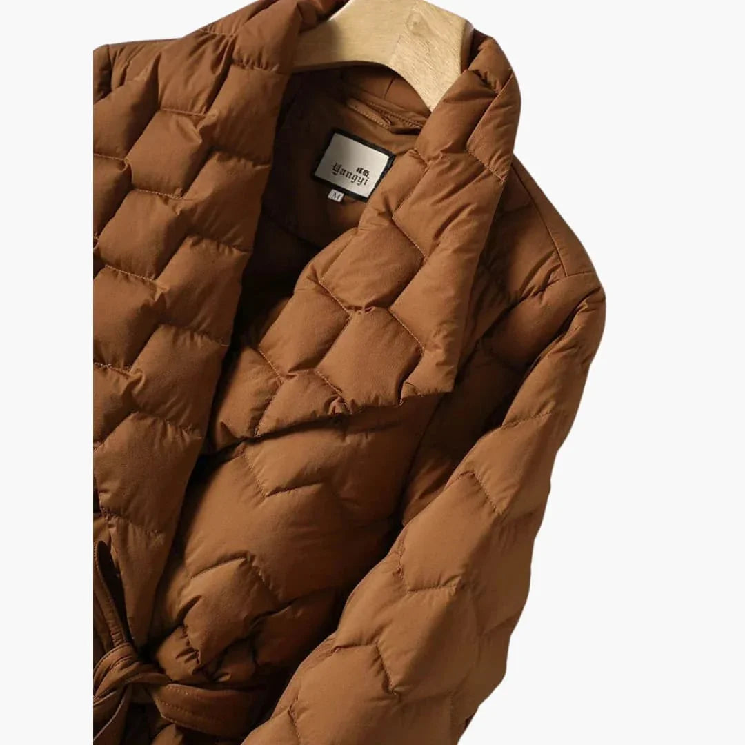 BerlinGlamour | Gewatteerde donsjas met riem voor dames 2