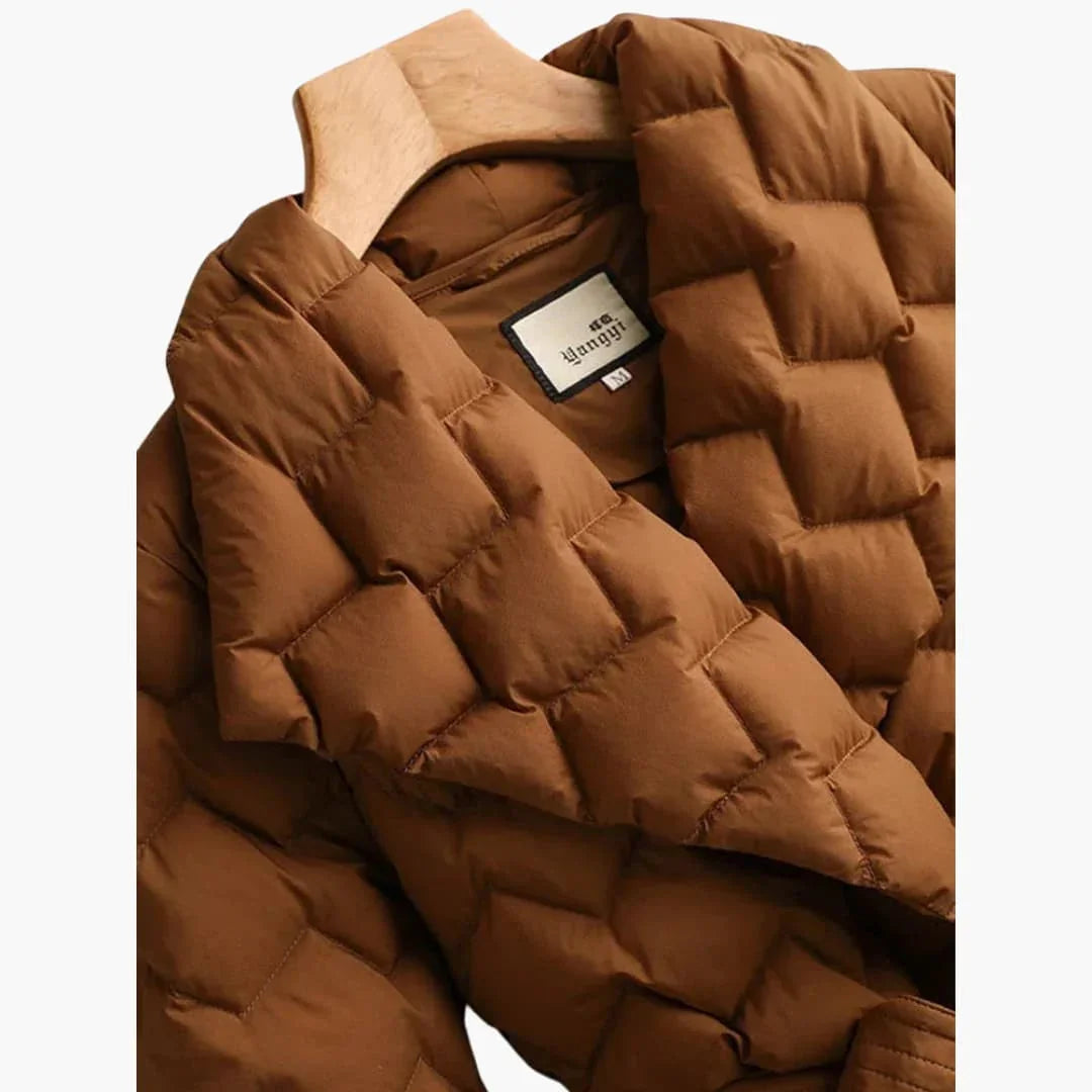 BerlinGlamour | Gewatteerde donsjas met riem voor dames 3