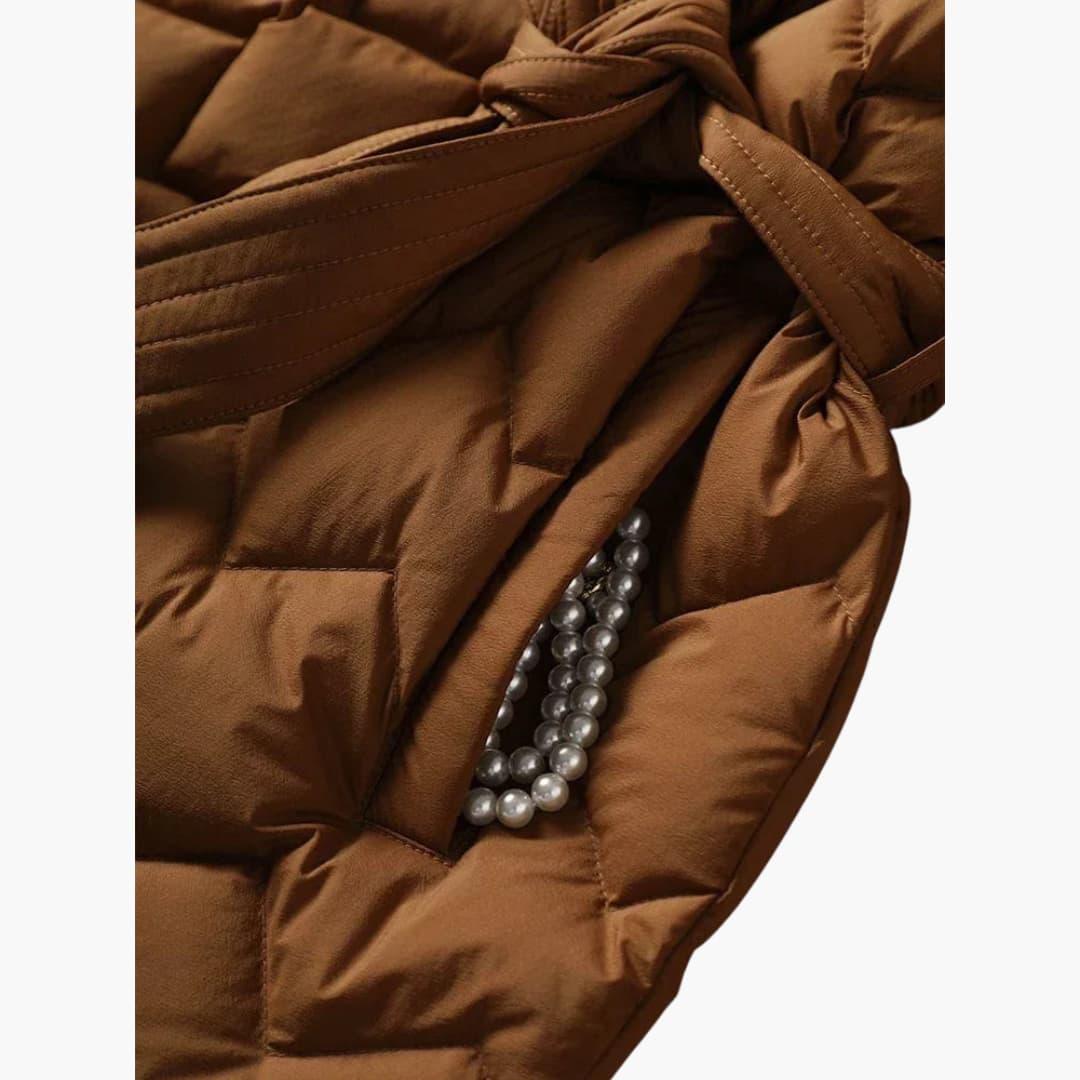 BerlinGlamour | Gewatteerde donsjas met riem voor dames 4