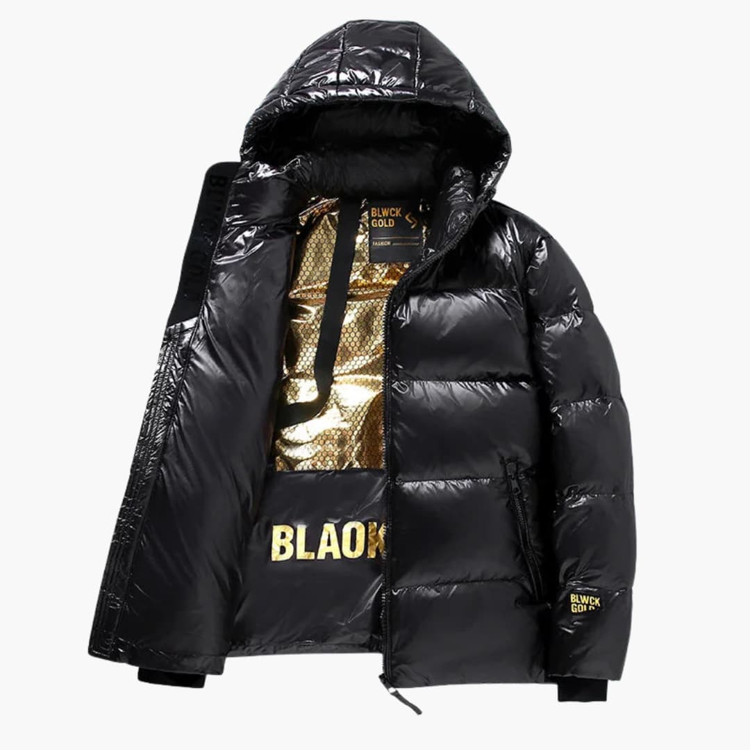 BerlinGlamour | Gewatteerde herenjas met capuchon en rits 1