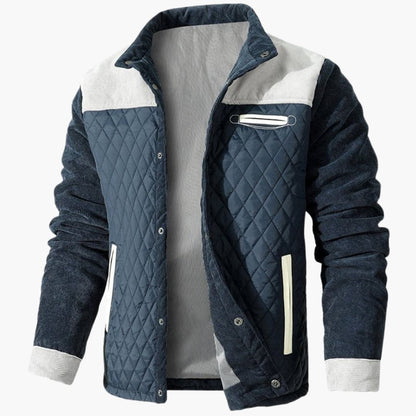 BerlinGlamour | Gewatteerde herenjas met drukknopen en contrasterende panelen 3