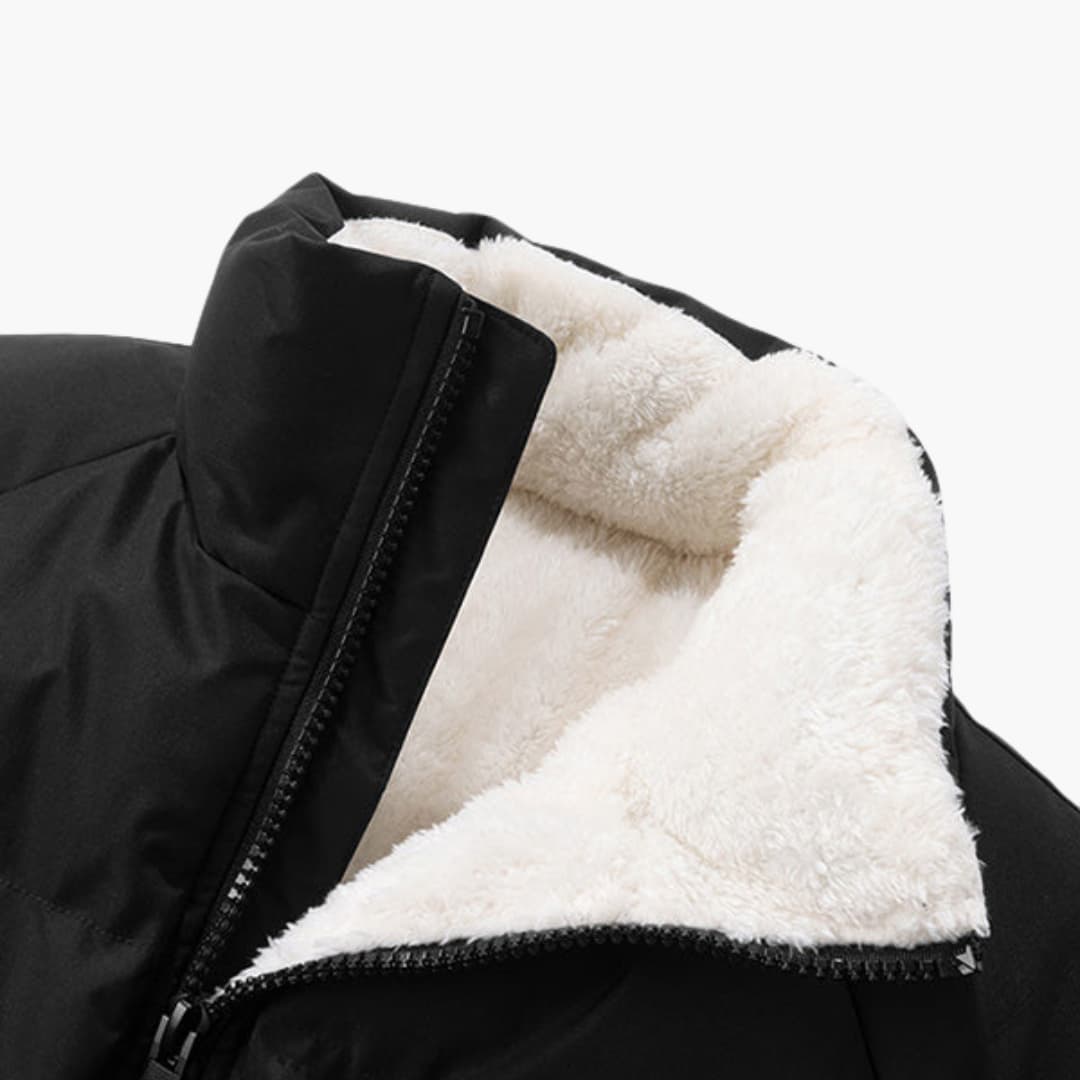 BerlinGlamour | Gewatteerde herenjas met rits en hoge kraag 4