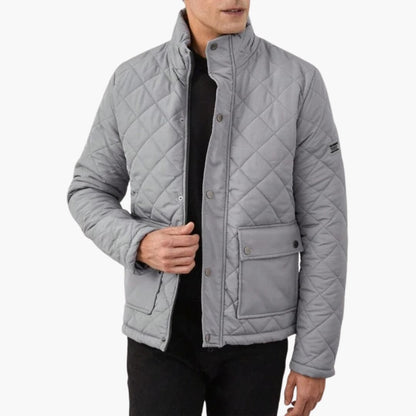 BerlinGlamour | Gewatteerde winterjas voor heren met hoge kraag en drukknoopsluiting 1