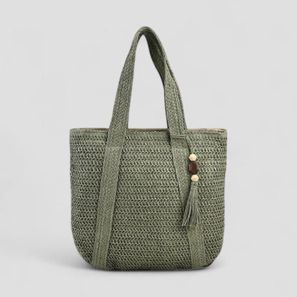 BerlinGlamour | Geweven emmertas met grote capaciteit, zomerse strandschoudertas 1